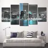 Pintura en spray de ciudad de vista nocturna de cinco eslabones, minimalista moderno, pintura al óleo decorativa para pared de fondo de sofá creativa, suministro transfronterizo