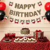 Novo Banner de Decoração de Festa de Aniversário Feliz com Estampa de Leopardo e Tema de Cereja da Amazon Festa de Despedida de Solteiro