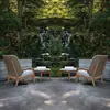 Conjunto de Sofá e Mesa de Centro para Exterior, Cadeira de Rattan para Lazer em Pátio de Villa e Jardim, Móveis de Rattan à Prova d'Água e de Sol para Varanda Aberta