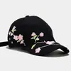 Gorra de Béisbol Bordada con Flor de Durazno Nueva Verano para Mujer Algodón Puro Coreana Casual Gorra Protectora del Sol