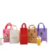 Bolsas térmicas personalizadas para viagem para milk tea e bebidas geladas, bolsas térmicas especializadas para embalagem de viagem, bolsas térmicas personalizadas de não tecido para viagem