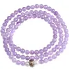 Pulsera Colgante de Cristal Morado Lavanda Natural de 108 Cuentas Plata de Ley S925 Pulsera Central Giratoria
