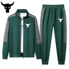 Popular Ropa Deportiva y de Ocio para Hombre Europea y Americana Moda Transfronteriza Primavera y Otoño Conjunto de Dos Piezas con Sudadera tipo Cárdigan de Cuello Alto y Pantalones
