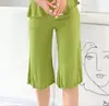 Pantalones casuales de modal y algodón finos de talla grande, holgados, para mujer, adecuados para usar al aire libre, con bordes rizados, de seis puntos, pantalones para casa