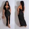 C6782 transfronterizo AliExpress Amazon moda europea y americana vestido de mujer de color sólido sexy con lentejuelas sin espalda vestido
