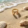 Diseño de Nicho Europeo y Americano Anillo Abierto Elegante Serie Oceánica para Mujer Anillo para Dedo Índice Anillo de Estrella de Mar Viva Anillo de Concha Anillo