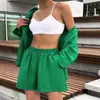 Enviado Ahora: Traje de Cáñamo Amazon para Mujer, Estilo Perezoso Camisa Holgada + Shorts de Cintura Alta Adelgazantes Conjunto de Dos Piezas