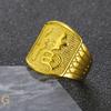 Anillo de latón chapado en oro, versión ancha ajustable con abertura, temperamento retro para hombre, fortuna, anillo grande masculino, anillo de suministro en vivo