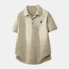 Camisa de punto de manga corta con cuello polo para hombre, tejido de ochos, bordado de equitación, venta al por mayor de fábrica, verano, secado rápido, seda de hielo