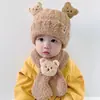 Gorro de bebé con diseño de nariz de oso, gorro tejido lindo de invierno para niños y niñas, gorro cálido para bebés y niños pequeños