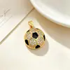 Cobre con Oro Real Dorado Fútbol de Diamantes Completos Moda Transfronteriza Joyería DIY con Circonita de Cobre Microincrustada, Popular y Versátil