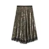 Exportación Transfronteriza Ropa de Mujer 2025 Otoño Nuevo Serie Estilo Europeo y Americano Falda de Encaje de Terciopelo 9068803