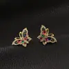 Hermosos Pendientes Mariposa Mori Pendientes de Sentido Avanzado Aguja de Plata Nicho Moda de Lujo Ligero Color Simple Pendientes de Circonita
