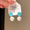 Pendientes de Perla Románticos Elegantes de Dama para Mujer 2026 Nuevo Estilo Pendientes de Gama Alta Diseño de Nicho Pendientes Azules