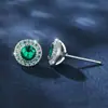 Pendientes de Diamante Blanco de Piedra Blanca Platino Transfronterizo Pinduoduo, Sencillos, Brillantes, Diamante Redondo, Paquete Redondo, Joyería Versátil de Estilo Francés de Alta Gama