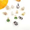Colgante de Flor de Mostaza de Bola Pequeña de Zirconia con Preservación de Color Oro de 14K Material de Accesorios para Colgante de Collar y Aretes de Joyería DIY