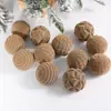 Bolas de Navidad Flocadas Transfronterizas 6cm/12Pzas, Adornos para Árbol de Navidad de Forma Única, Set Navideño de Plástico Terciopelo, Estilo Europeo