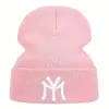Chapéu de Tricô Bordado Quente e Popular da Coreia, Chapéu de Casal Fofo com Desenho Animado Estilo Coreano, Gorro Versátil Simples de Cor Sólida Original