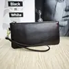 Bolsa Transversal de Couro Genuíno para Celular com Padrão Lichia, Carteira de Mão Simples Longa, Porta-Moedas de Couro Genuíno, Bolsas Masculinas e Femininas