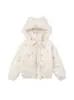 Jaqueta de Algodão com Capuz e Orelhas de Urso Fofas Desenho Animado para Mulheres Inverno Novo Estilo Doce Versátil Acolchoada Quente Jaqueta de Algodão