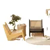 Poltrona Individual Estilo Wabi-Sabi, Cadeira com Encosto de Rattan Trançado Vintage para Casa de Hóspedes, Poltrona Reclinável Preguiçosa de Design para Varanda de Casa