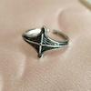 Anillo Retro Punk Abierto de Plata Tailandesa con Marca de Estrella de Estrella Cruzada Rombo Personalizado Europeo y Americano