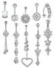 Conjunto de Anéis de Umbigo com Zircônia Colorida Anel de Umbigo Joias para Body Piercing Piercing Corpo Barriga Conjunto de 10 Peças