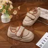 Nuevas Pantuflas de Felpa y Algodón 2025 para Mujer Otoño e Invierno Exterior de Lana de Cordero Bolsa con Velcro Tacón Zapatos de Algodón Cálidos para Interiores para Mujer