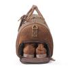 Bolsa de Viagem Retro Couro Cavalo Louco Europeia e Americana Camada Superior Couro Bovino Portátil Bolsa de Bagagem Fitness Bolsa Transversal de Ombro para Sapatos de Couro