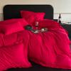 Set de cuatro piezas de algodón jacquard de rosa china romántico rojo grande funda de edredón de algodón boda ropa de cama para habitación de bodas