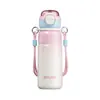 Taza térmica degradada con alto atractivo estético para niñas, portátil con asa, gran capacidad, taza de acero inoxidable 316 con popote, vaso para beber de doble uso