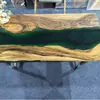Mesa Moderna Sencilla de Resina Epoxi Mesa de Comedor Grande de Madera Maciza Mesa de Té para Restaurante de Invitados Mesa de Café de Madera Maciza con Resina Mesa de Río