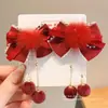 2026 Ano Novo Tassel Vermelho Grampo de Cabelo Crianças Saudação de Ano Novo Dança do Leão Presilha de Cabelo Acessório de Cabelo Meninas Estilo Antigo Hanfu Presilha Adorno de Cabeça