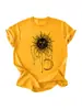 Amazon eBay estação independente moda versátil elegante feminina corrente sol lua estrela gola redonda manga curta camiseta