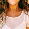 Joia Cruzada Europeia e Americana Moda Tendência Estrela de Cinco Pontas Lantejoula Colar Feminino Pingente de Franja Corrente para Clavícula