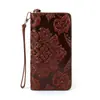 Billetera Nueva para Mujer 2025 Cartera Corta de Piel Genuina Piel de Vaca de Primera Capa Estampada Estilo Chino Retro Billetera para Monedas Multifuncional