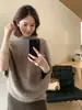 Hers Doce Outono-Inverno Estilo Coreano Casual Solto Emagrecedor Gola Redonda Manto Sem Mangas Suéter Quente para Mulheres 66974