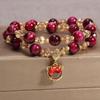 Piedra Ojo de Tigre Natural Nuevo Estilo Chino Medio Antiguo Pixiu Zorro Doble Capa Retro Pulsera Pulsera Pulsera de Cristal Pulsera