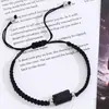 Moda sencilla piedra natural turmalina negra turmalina cuerda de mano tejida a mano ajustable joyería para hombres y mujeres venta al por mayor