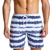 Comercio exterior Pantalones de playa de secado rápido para hombre a rayas estampado europeo y americano tela lavada bañadores transfronterizos talla grande shorts casuales