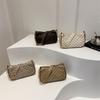 2024 Nova Moda Verão Impresso Casual Retro Bolsa Feminina Simples Corrente Axila Bolsa Feminina Ombro Único Pequena Bolsa Feminina Quadrada