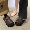 Sapatos de Couro Plataforma Estilo Britânico para Mulheres 2026 Primavera e Outono Novos Versáteis Retrô Pretos Sapatos de Couro Jk Flats Casuais