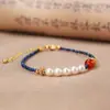 Joyería al por mayor: lapis lázuli natural, pulseras de perlas de lujo ligero de nicho, accesorios versátiles para niñas, joyería simple de alta gama