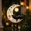 Nuevo producto para tiendas independientes transfronterizas: Lámpara de carillón de viento de búho lunar alimentada por energía solar para decoración de patio exterior, jardín y balcón