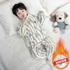 Pijama para Niños, Traje Cardigan de Terciopelo Coral de Invierno para Niños, Ropa de Casa de Franela de Invierno para Niños