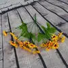 7 Garfos, 22 Flores, Flores Artificiais de Girassol, Margaridas Pequenas, Cabeças de Flores Amarelas, Pequenos Adereços Frescos, Decorações de Flores Artificiais para Mesa