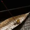 Quemador de incienso de aleación de cobre con alambre, soporte para incienso, hoja de Bodhi antigua, quemador de incienso para ceremonia de té en interiores del hogar, quemador de incienso Zen de sándalo y agarwood