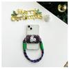 Cordón para teléfono móvil de mano tejido a mano, largo, con combinación de colores, hebilla redonda de doble cabeza para clip trasero de teléfono móvil tipo flip mirror