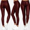 2024 primavera nuevo Amazon wish color sólido cuero pantalones casuales leggings pantalones de mujer comercio exterior E9J361