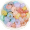 Ábaco Acrílico con Cuentas de Agujero Grande, Cristal Agrietado, Cuentas Sueltas Transparentes de Dos Tonos, Cuentas Espaciadoras de Color Primavera para Pulseras DIY, Accesorios para Joyería